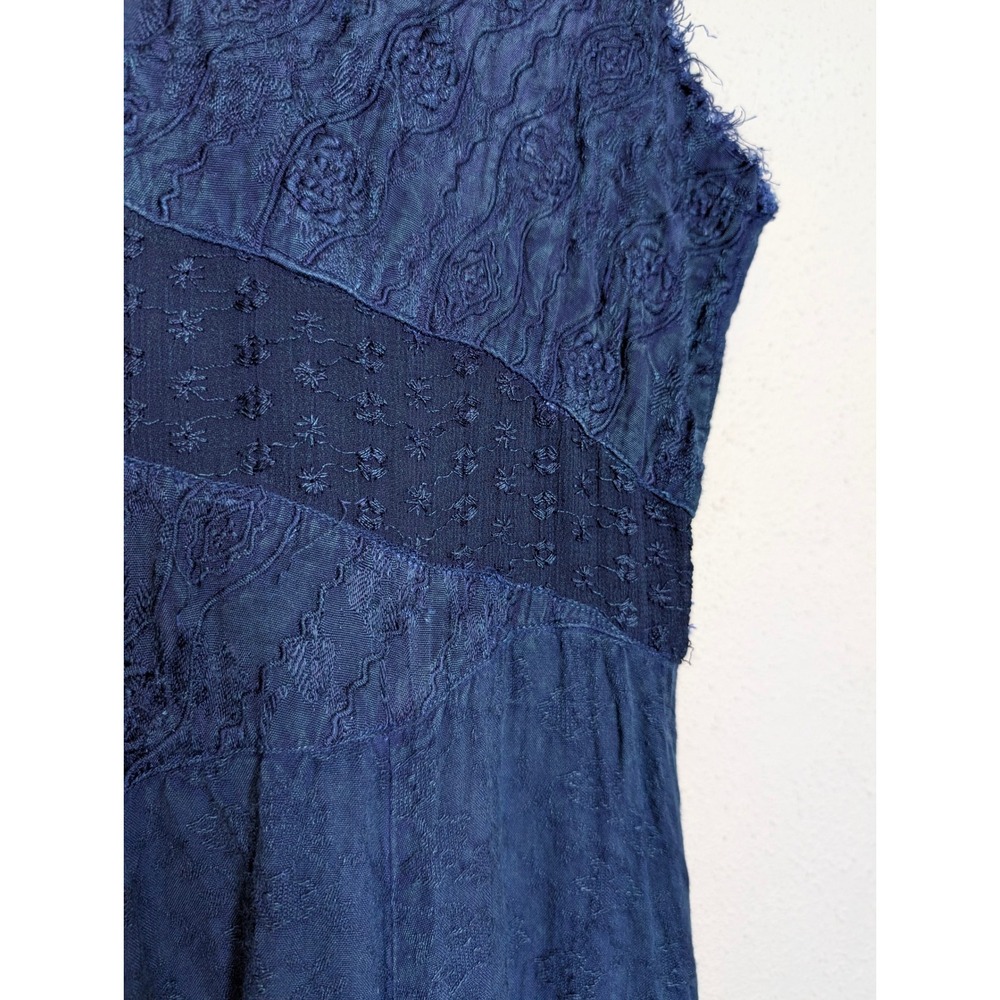 Encounter Blue Textured‎ Lace Trimmed Midi Dress One Size Boho Renaissance Fairy - Picture 5 of 7